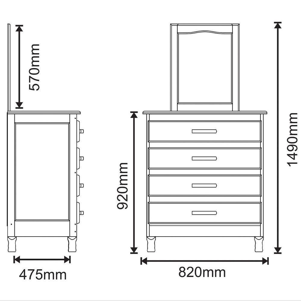Cômoda 4 Gavetas Com Espelho 100% Madeira Maciça Dana Imbuia Brilho - 2