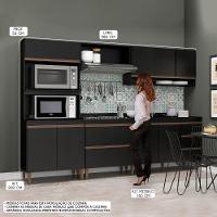 Cozinha Sabrina 360x202cm 6p Mdp Preto Menu Móveis Preto - 2