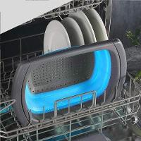 Escorredor Pia Silicone Retrátil Alça Ajustável Massas Macarrão Legumes Frutas Grande Azul - 3