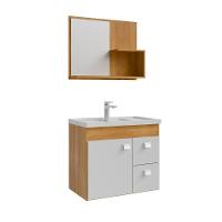 Gabinete Armário Banheiro Isa Com Cuba Espelheira 2 Gavetas Cinamomo/branco - 1