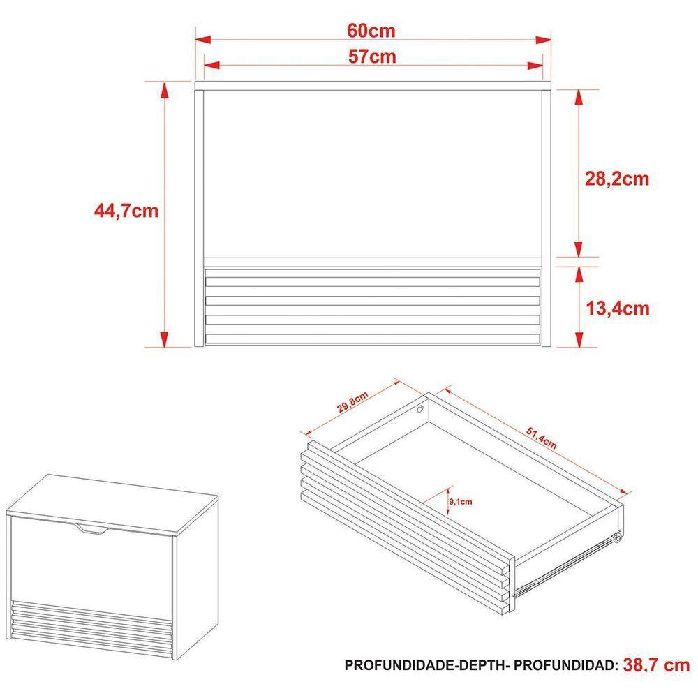 Gabinete De Banheiro 60 Cm 1 Porta 1 Gaveta Sâmia Amêndoa/mármore Branco - 2