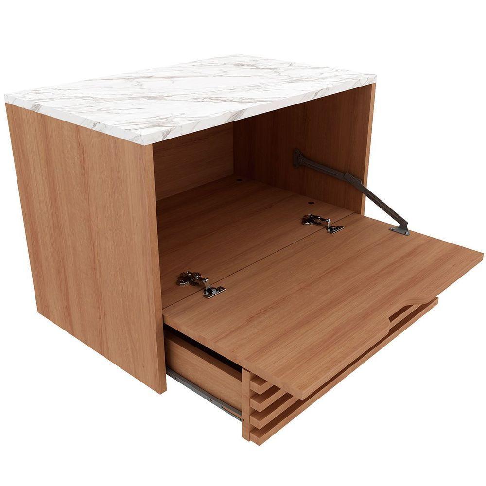 Gabinete De Banheiro 60 Cm 1 Porta 1 Gaveta Sâmia Amêndoa/mármore Branco - 7