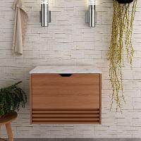 Gabinete De Banheiro 60 Cm 1 Porta 1 Gaveta Sâmia Amêndoa/mármore Branco - 3