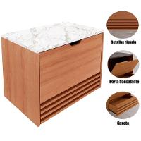 Gabinete De Banheiro 60 Cm 1 Porta 1 Gaveta Sâmia Amêndoa/mármore Branco - 5
