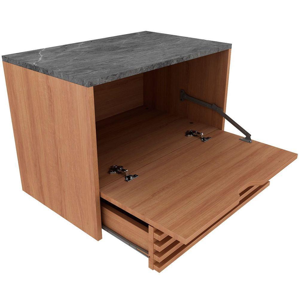 Gabinete De Banheiro 60 Cm 1 Porta Com Cuba Sâmia Amêndoa/mármore Lunar - 6