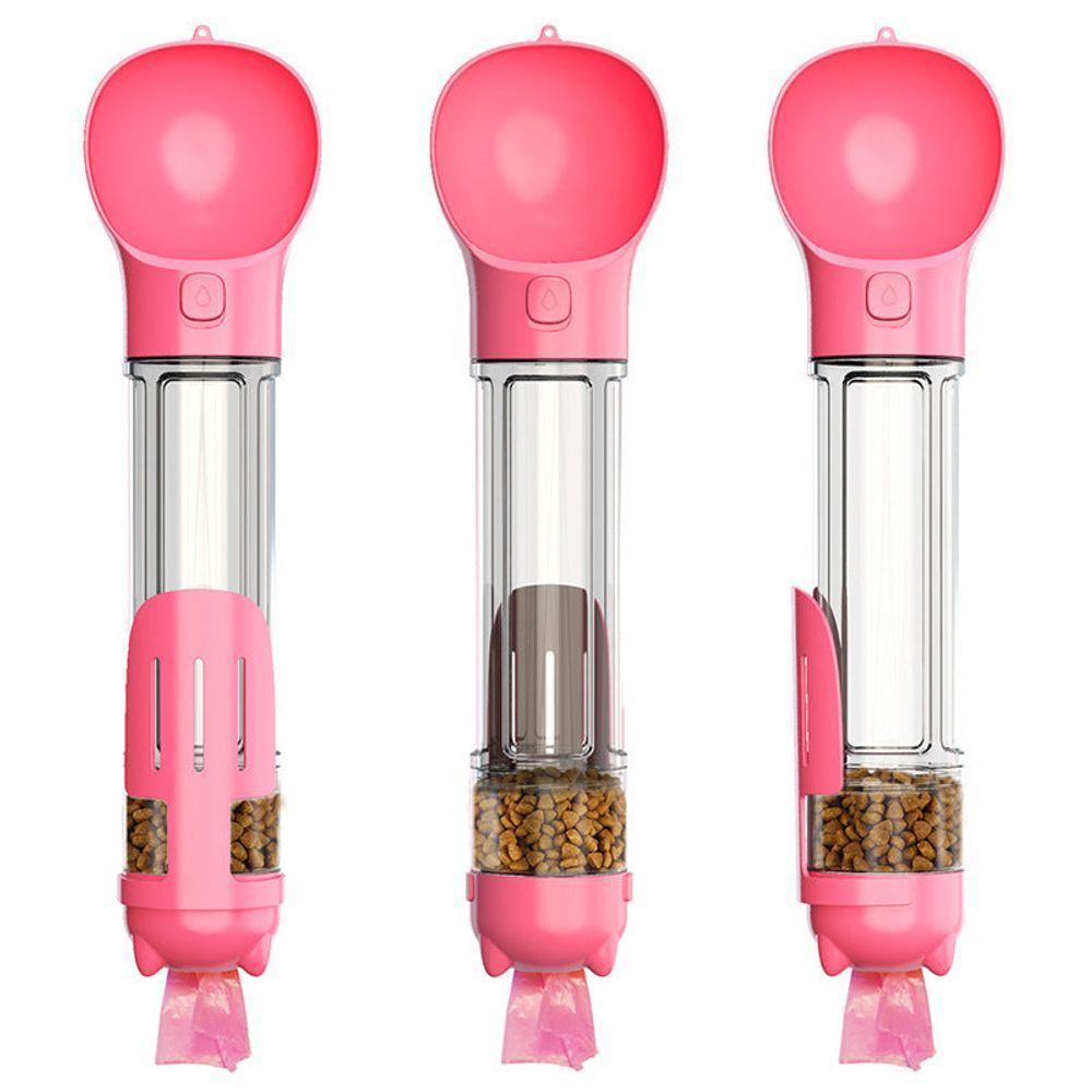 Dispenser Portátil De água E Ração Rosa Para Cães - 500ml Ideal Para Viagens E Aventureiros - 1