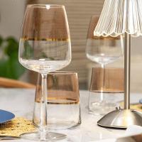 Copo Copa E Cia Duo Filetado Ouro 380ml Em Vidro Rosê - 2