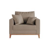 Kit 2 Poltronas Beny Decorativa Com 2 Almofadas Veludo Bege Base Em Madeira Maciça