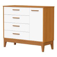 Cômoda Infantil Flip 1 Porta E 4 Gavetas Branco Fosco-savana - Reller Móveis Branco Fosco-savana - 1