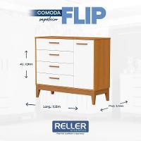 Cômoda Infantil Flip 1 Porta E 4 Gavetas Branco Fosco-savana - Reller Móveis Branco Fosco-savana - 6