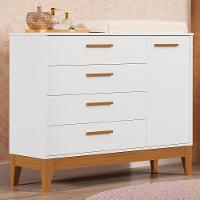 Cômoda Infantil Flip 1 Porta E 4 Gavetas Branco Fosco - Reller Móveis Branco Fosco - 2