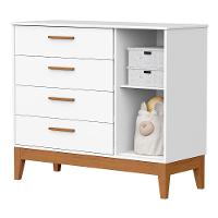 Cômoda Infantil Flip 1 Porta E 4 Gavetas Branco Fosco - Reller Móveis Branco Fosco - 3