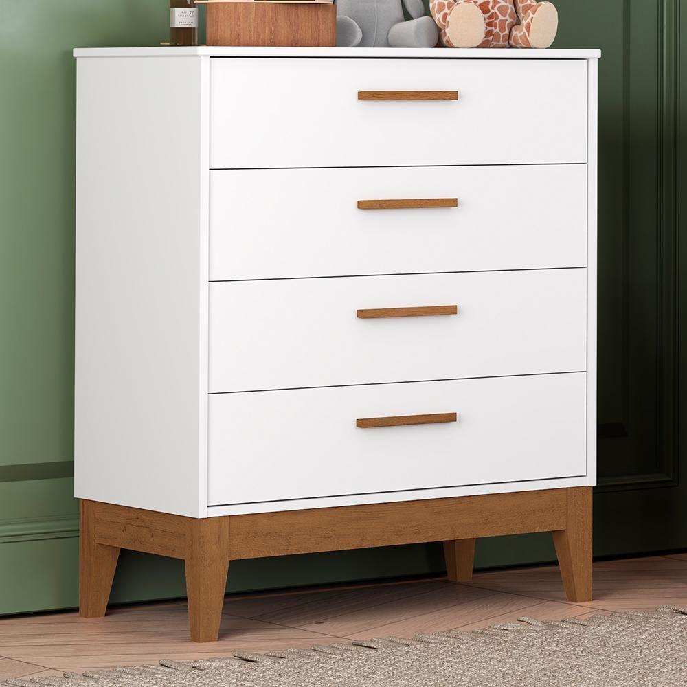 Cômoda Infantil Flip 4 Gavetas Branco Fosco - Reller Móveis Branco Fosco - 2