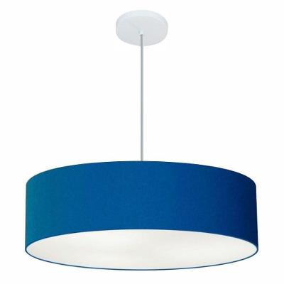 Lustre Pendente Cilíndrico Vivare Md-4221 Cúpula Em Tecido 60x15cm - Bivolt Azul-marinho 127/220v