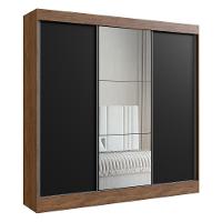 Guarda-roupa Casal Com Espelhos 3 Portas De Correr 4 Gavetas Multimóveis Cr35385 Castanho-Preto - 2