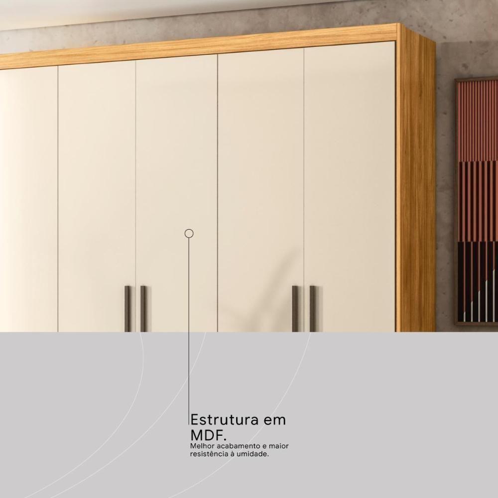Guarda Roupa Venice 6 Portas, 4 Gavetas E 3 Cabideiros Cinamon Touch-off White - Demóbile Cinamon Touch-off White - 3
