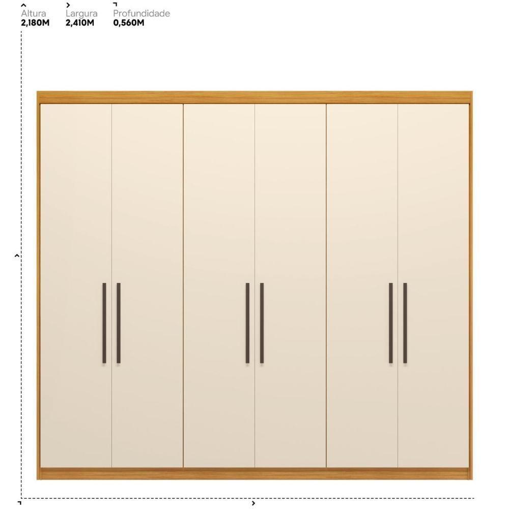 Guarda Roupa Venice 6 Portas, 4 Gavetas E 3 Cabideiros Cinamon Touch-off White - Demóbile Cinamon Touch-off White - 7