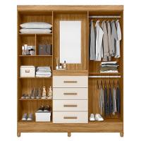 Guarda Roupa Solteiro Atenas 4 Portas E 4 Gavetas Freijó-off White Com Espelho - Moval Freijó-off White - 3