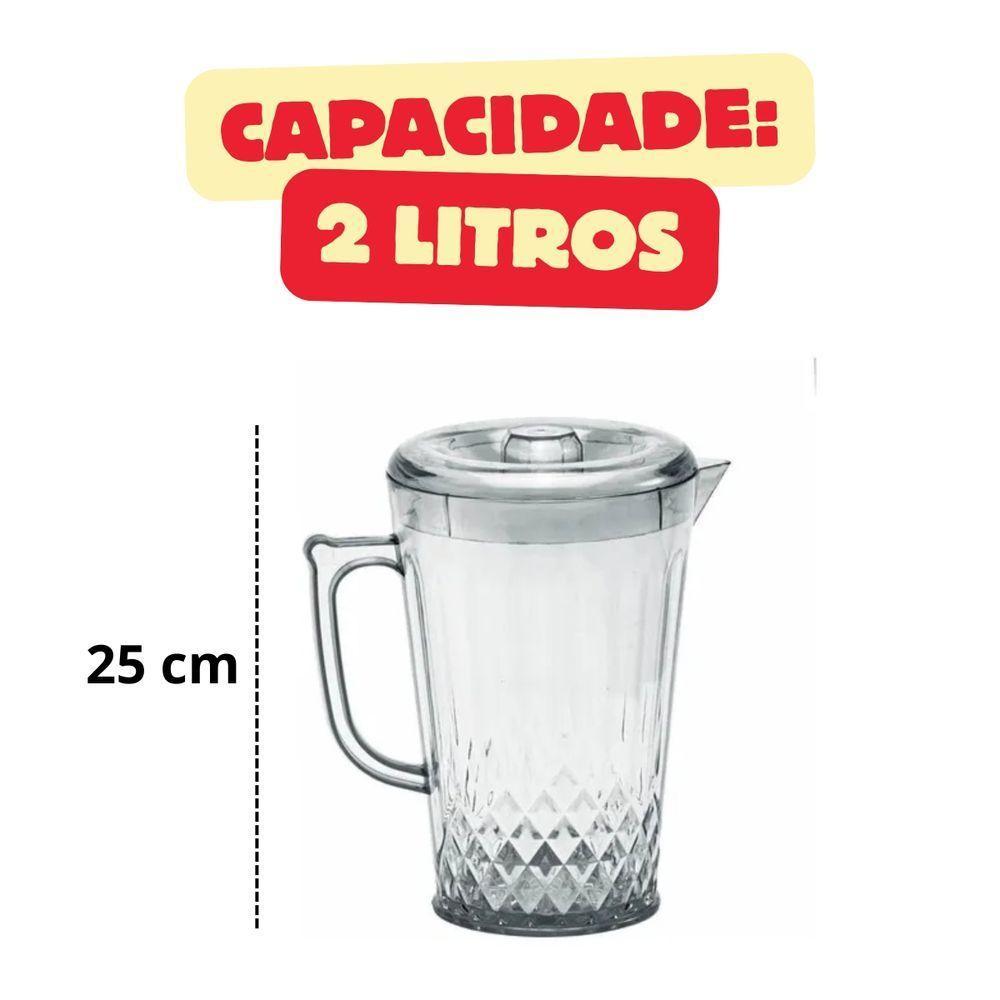 Jarra Com Tampa 2l + 4 Copos Acrílico Suco E Água - 5