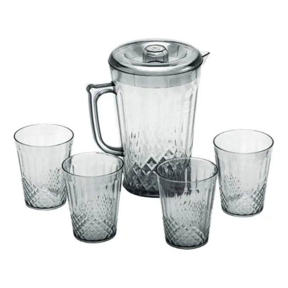 Jarra Com Tampa 2l + 4 Copos Acrílico Suco E Água - 8