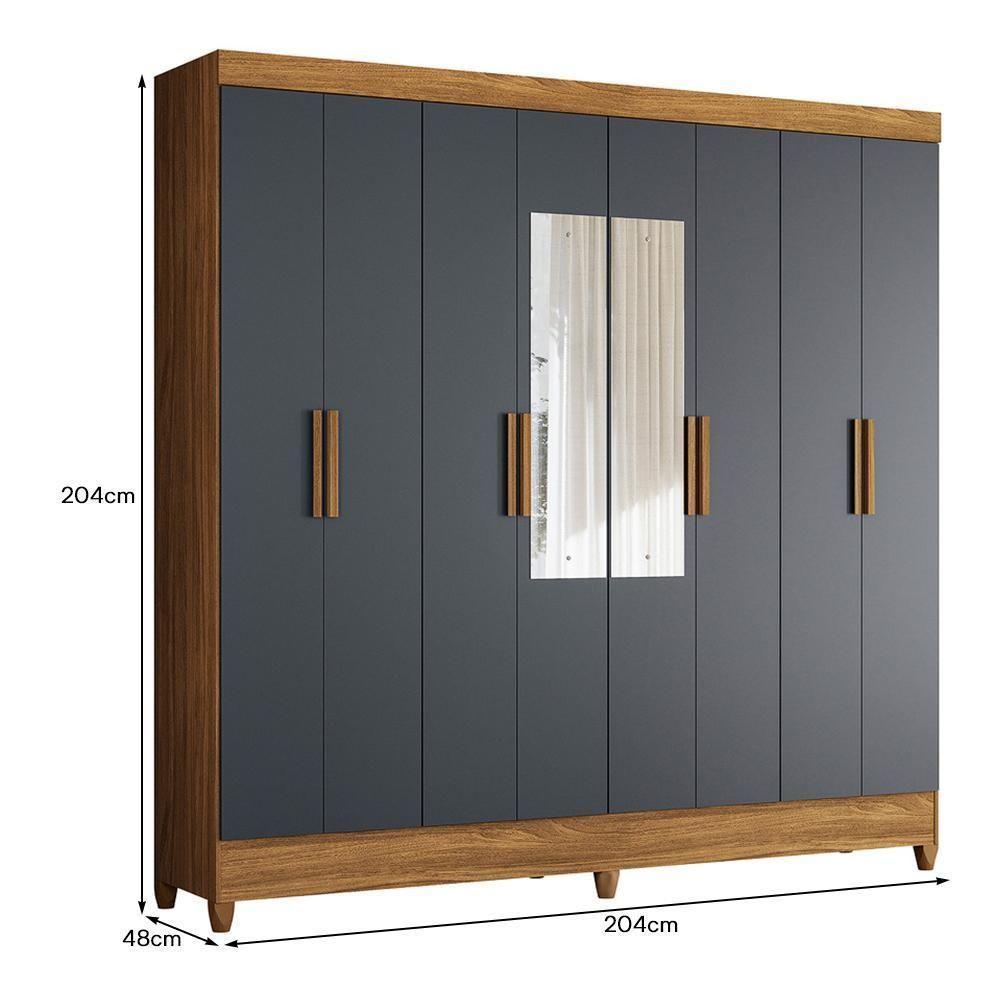 Guarda Roupa Casal Marajó 8 Portas Freijó-cinza Com Espelho - Moval Freijó-cinza - 4