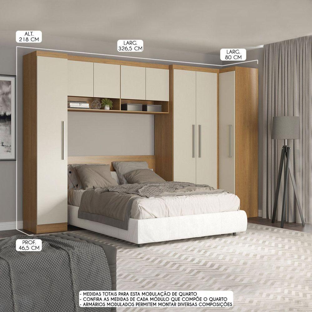 Guarda Roupa Casal Modulado 326/80cm 5p Mdp Menu Móveis Carvalho - 2