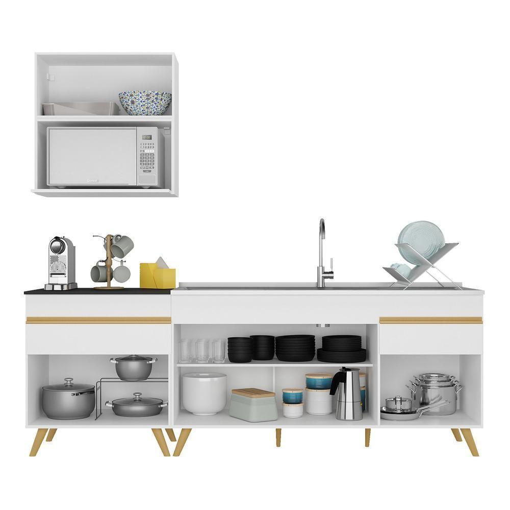 Cozinha Compacta Veneza Gw Mp2075 Com Armário E Balcão Branca - 2