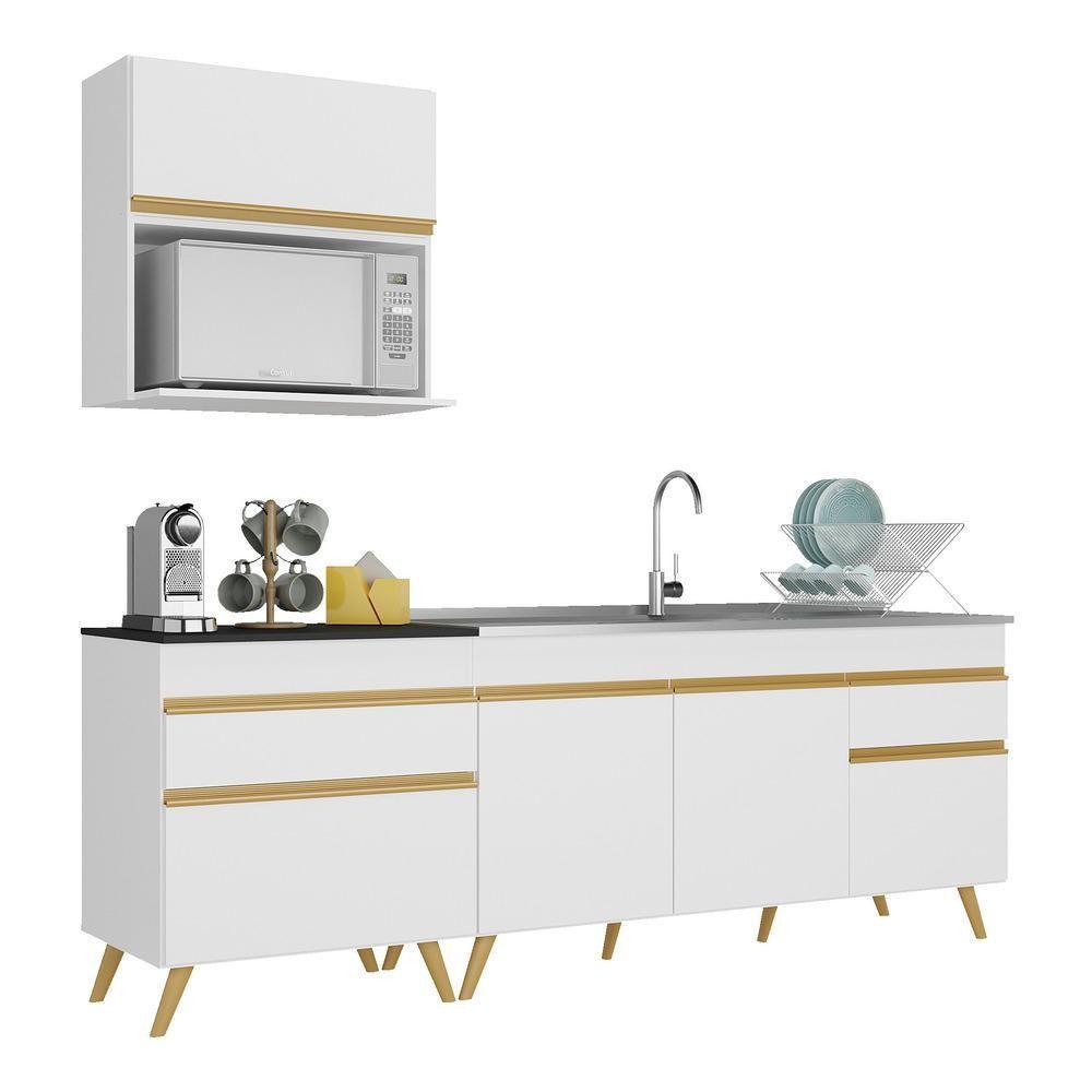 Cozinha Compacta Veneza Gw Mp2075 Com Armário E Balcão Branca - 4