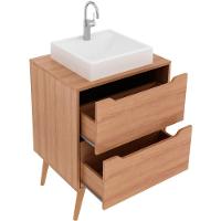 Gabinete Para Banheiro 60 Cm 2 Gavetas Com Cuba Robin Amêndoa - 3