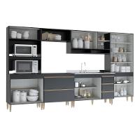 Cozinha Modulada Sabrina 360x202 C/ 6 Peças Mdp Menu Móveis Preto - 3