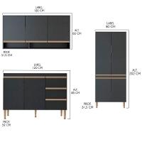Cozinha Modulada Sabrina 360x202 C/ 6 Peças Mdp Menu Móveis Preto