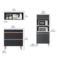 Cozinha Modulada Sabrina 360x202 C/ 6 Peças Mdp Menu Móveis Preto - 5