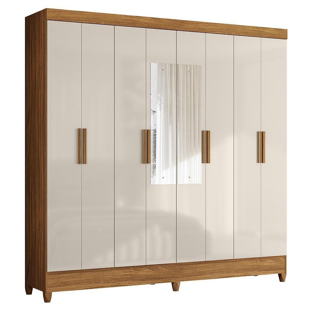 Guarda Roupa Casal Marajó 8 Portas Freijó-off White Com Espelho - Moval Freijó-off White - 1