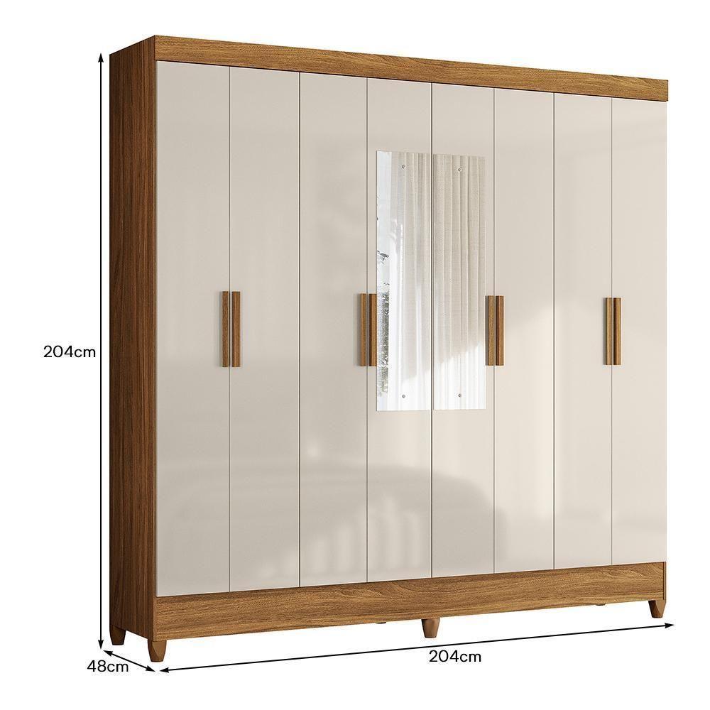 Guarda Roupa Casal Marajó 8 Portas Freijó-off White Com Espelho - Moval Freijó-off White - 4