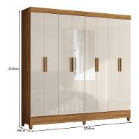 Guarda Roupa Casal Marajó 8 Portas Freijó-off White Com Espelho - Moval Freijó-off White - 4