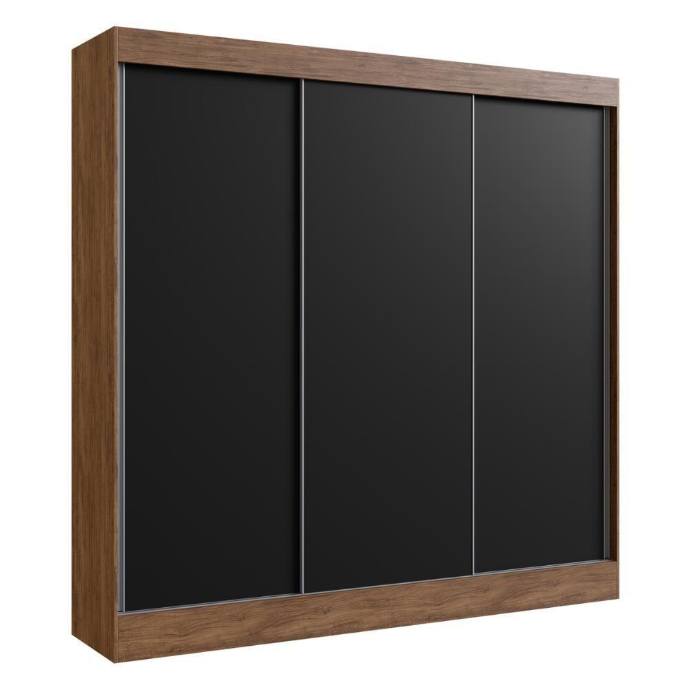 Guarda-roupa Casal 3 Portas De Correr 4 Gavetas Multimóveis Cr35384 Castanho-Preto - 2