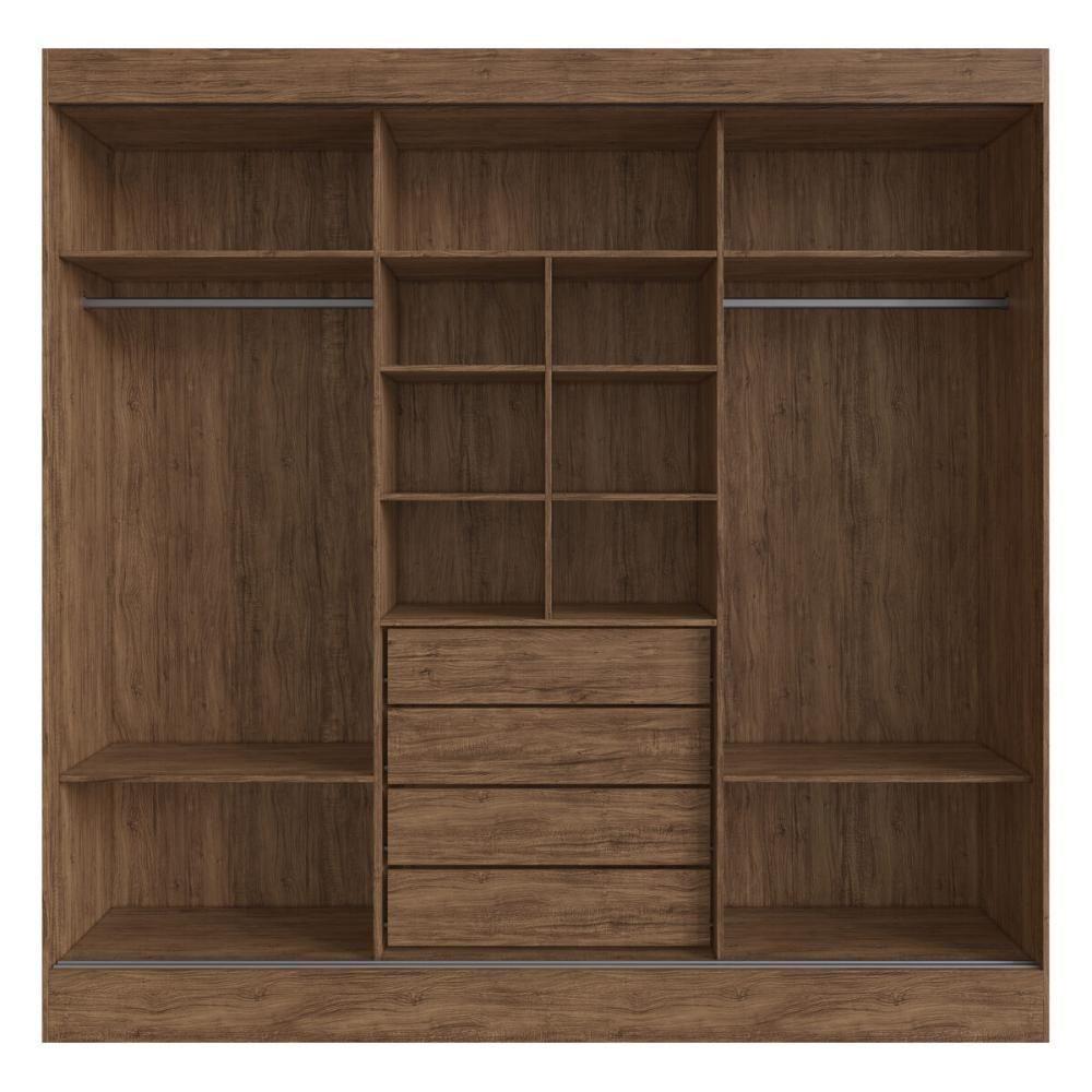 Guarda-roupa Casal 3 Portas De Correr 4 Gavetas Multimóveis Cr35384 Castanho-Preto - 5