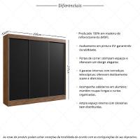 Guarda-roupa Casal 3 Portas De Correr 4 Gavetas Multimóveis Cr35384 Castanho-Preto - 3