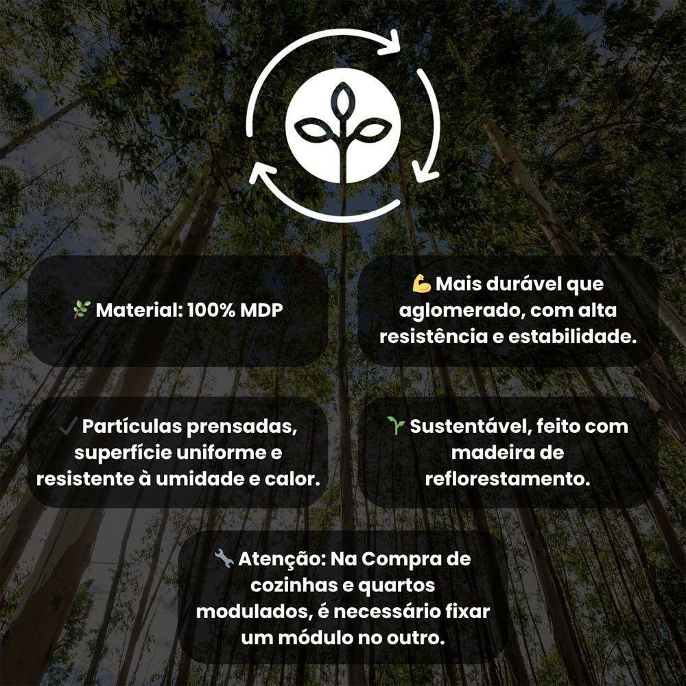 Cozinha Modulado Sabrina 280x200cm 4 Peças Mdp Menu Móveis Preto - 4