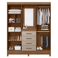 Guarda Roupa Solteiro Atenas 4 Portas E 4 Gavetas Carvalho-fendi Com Espelho - Moval Carvalho-fendi - 3