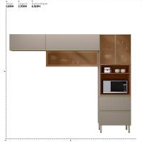 Cozinha Modulada Proença 3 Peças Com Aéreo 80cm Nogueira Touch-nude Prime Tx - Demartêz Nogueira Touch-nude Prime Tx - 4