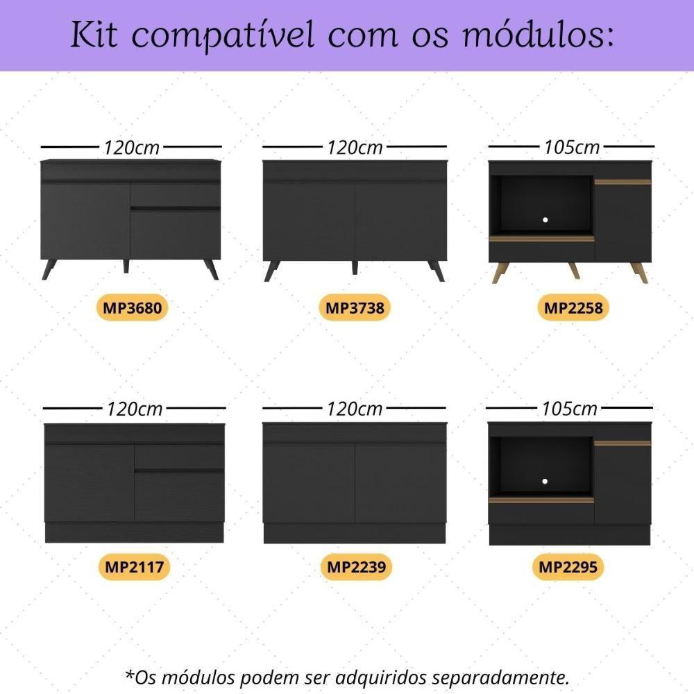 Kit 5 Pés Palito Retrô Para Balcão 120cm-balcão 105cm Veneza Multimóveis Mp3078 Preto - 2