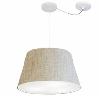 Lustre Pendente Cone Com Desvio De Centro Vivare Md-4279 Cúpula Em Tecido 30x40cm - Bivolt Rustico-bege 127/220v - 1