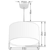 Lustre Pendente Cilíndrico Duplo Vivare Md-4293 Cúpula Em Tecido 45x30cm - Bivolt Rustico-bege 127/220v - 2