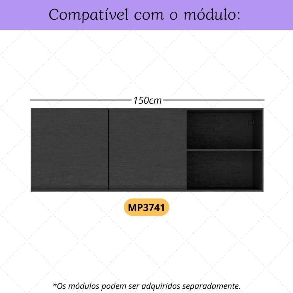 Kit 2 Puxadores 49,3cm Para Armário Cozinha Aéreo 150cm Veneza Multimóveis Mp3087 Preto - 2