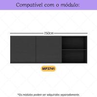 Kit 2 Puxadores 49,3cm Para Armário Cozinha Aéreo 150cm Veneza Multimóveis Mp3087 Preto - 2