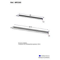 Kit 2 Puxadores Para Balcão De Cozinha 105cm Veneza Multimóveis Mp2305 Branco - 3