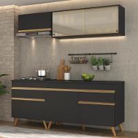 Cozinha Compacta Multimóveis Veneza Gb Fg3707 Com Armário E Balcão Preta - 2