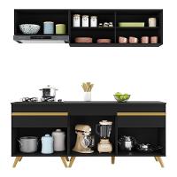 Cozinha Compacta Multimóveis Veneza Gb Fg3707 Com Armário E Balcão Preta - 6