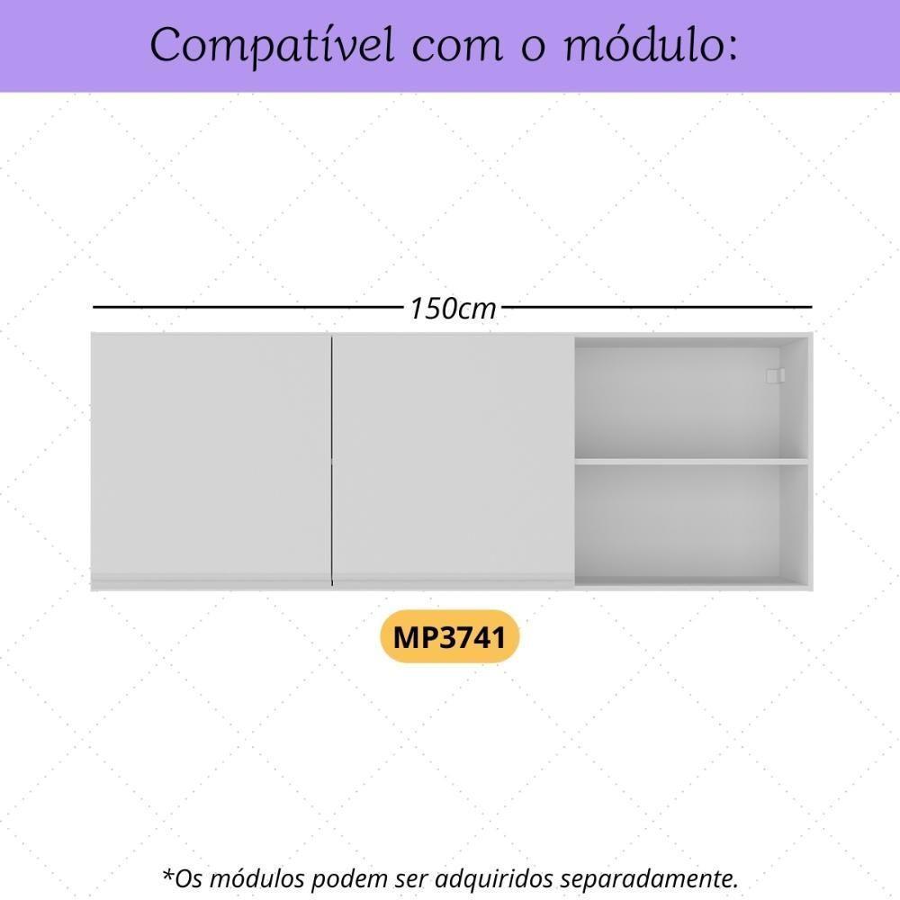Kit 2 Puxadores 49,3cm Para Armário Cozinha Aéreo 150cm Veneza Multimóveis Mp3087 Branco - 3